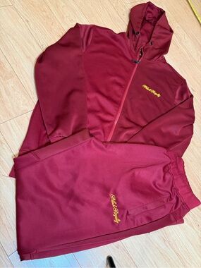 Black Royalty Tracksuit Set Mens M Burgundy Full Zip Hoodie Jogger Pants